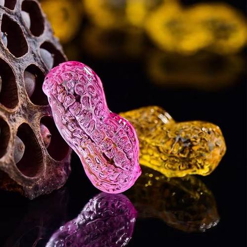 黄水晶花生摆件聚财早生贵子婚庆喜事家居装饰品乔迁礼品招财摆件