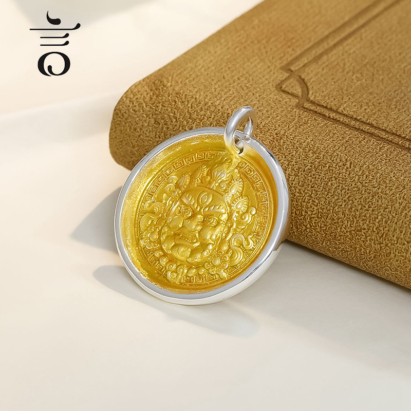 镀金黄财神西藏藏式侧挂吊坠项链佛珠念珠配饰饰品小元素复古吊件