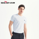 柒牌男装 条纹微弹青年短t轻柔 圆领透气半袖 清仓短袖 T恤休闲时尚