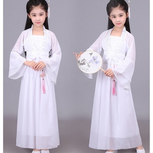 白娘子舞蹈服汉服女童青城山下白素贞古装儿童古典舞演出连衣裙秋