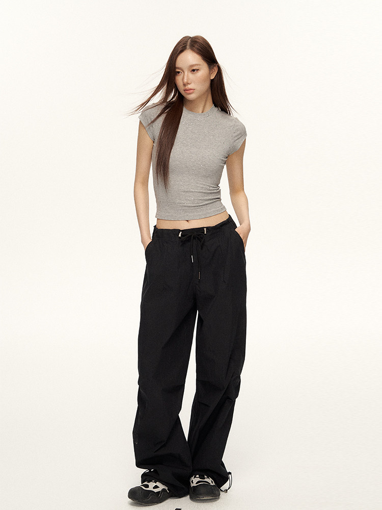 101 PASSIONブラックアメリカンワークウェアパンツ女性用速乾性スウェットパンツカジュアルワイドレッグルーズストレートロングパンツ