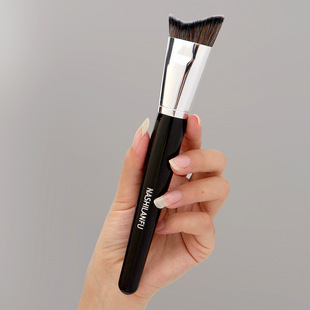 沧州斜角木柄坡形人造纤维异型粉底刷轮廓刷粉底液刷具斜角刷