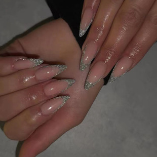 法式 美甲贴片闪粉爆闪穿戴甲美甲贴片nails穿戴美甲