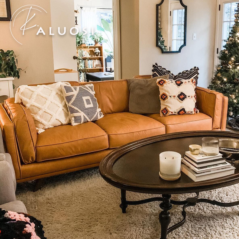 卡洛斯复古风头层牛皮白鹅绒沙发