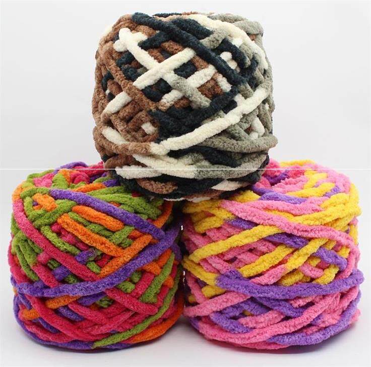 五彩毛线团渐变色彩色棉线黑色柔软毛线球机织白色冰丝韩式大红色