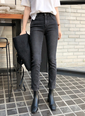 烟灰色直筒牛仔裤女2025春秋新款烟管九分宽松高腰显瘦八分小个子