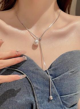 可调节抽拉锁骨链钛钢