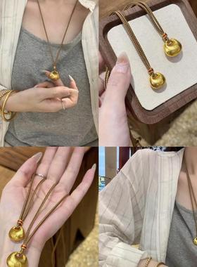 金光闪闪小胖福项链2025新款爆款国潮新中式锁骨链百搭金坨坨颈链