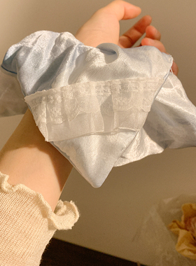 璀璨星河~蓝色蕾丝方巾大肠发圈女夏日高级感韩系慵懒风头绳发饰