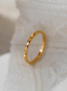 高级感棱形戒指钛钢简约女