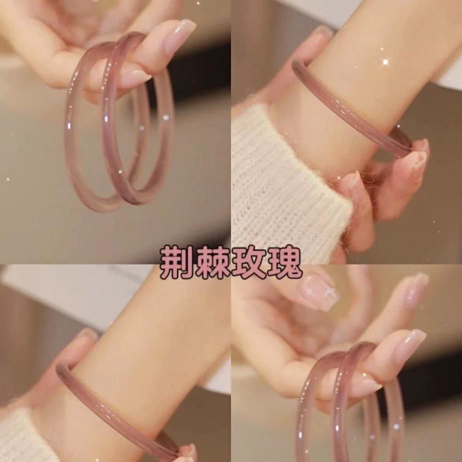 一步一响玻璃仿玉叮当镯干枯玫瑰镯子古风汉服配饰闺蜜手镯一对女
