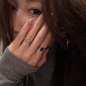 复古仿虎眼石雕花戒指女轻奢高级感精致开口食指戒小众设计感指环