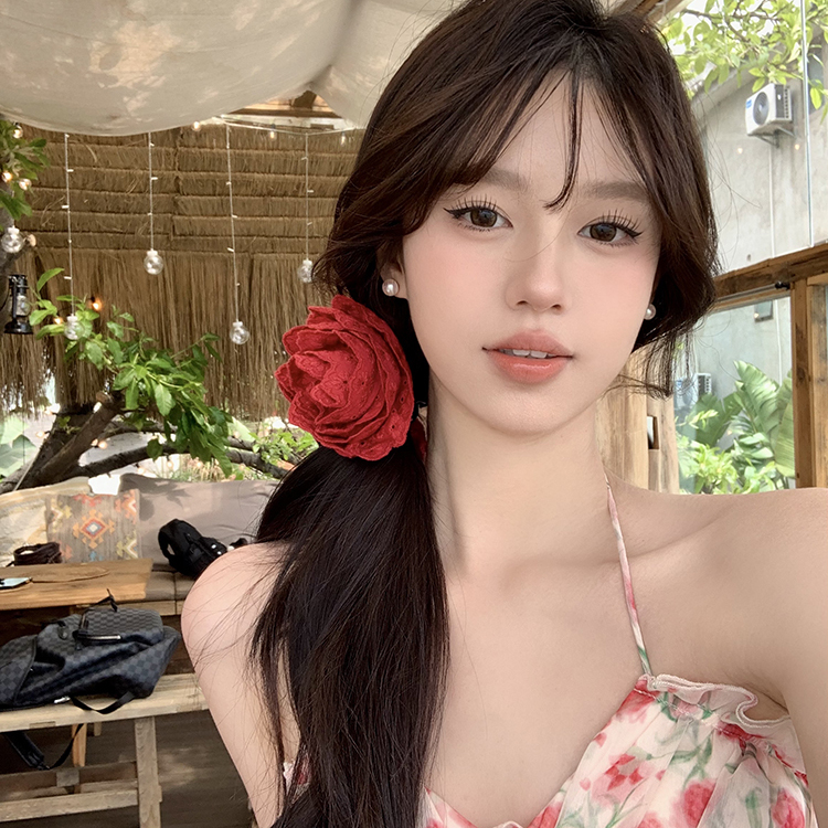 虞书欣同款手工大号花朵发抓夹头花海边度假风拍照配饰