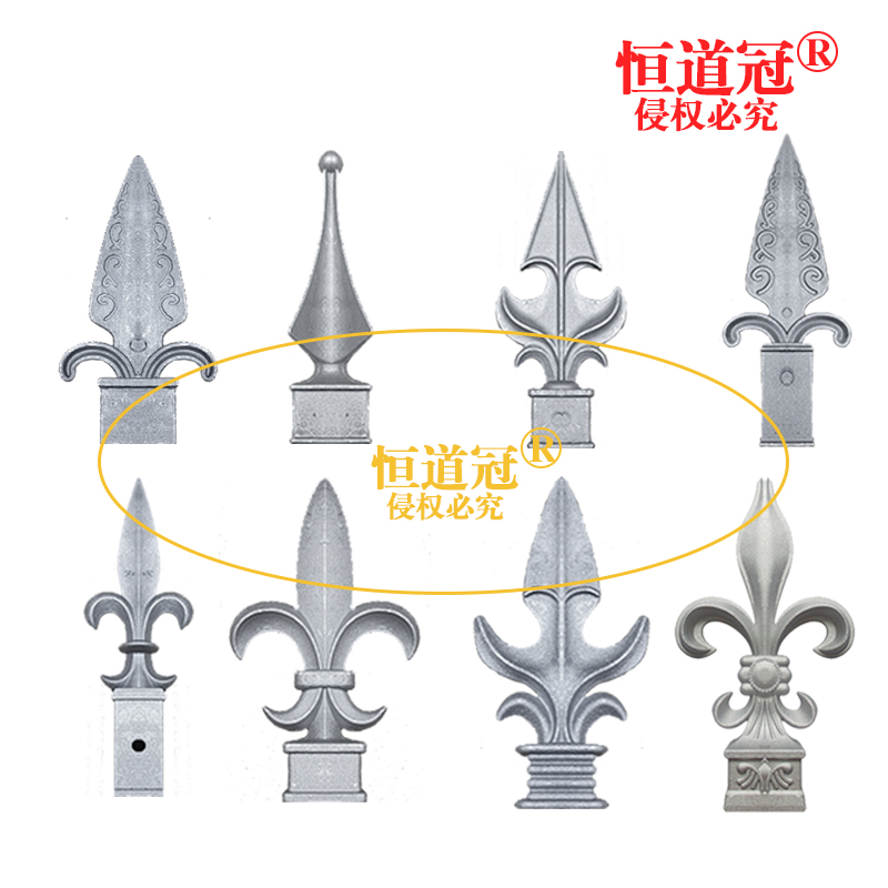 铸铝枪头铝艺围栏配件铁艺护栏铝合金矛尖25方管枪尖别墅防护栏杆