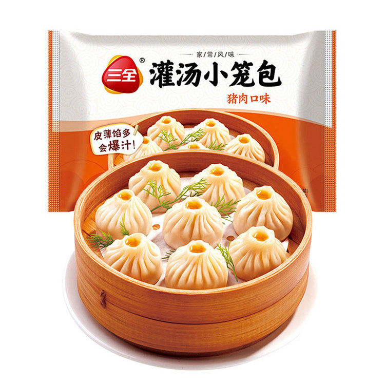 三全家常风味灌汤小笼包方便速食早餐包子速冻半成品灌汤包旗舰店图片