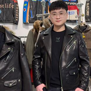 男士 机车服付真皮绵羊皮皮衣23003现货