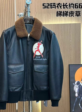男士牛皮飞行服G1潮牌皮衣冬装棉服6370现货【重工飞虎系列】板正