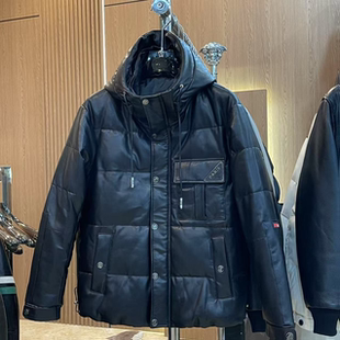 男士绵羊皮羽绒服冬款休闲潮牌连帽9929现货巴黎潮牌 嘎嘎板正