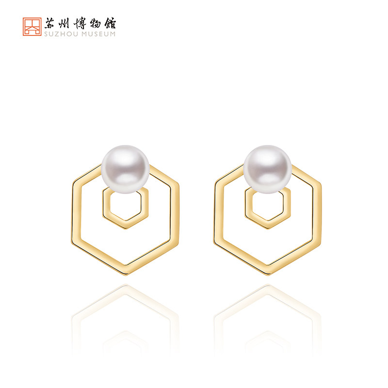 苏州博物馆 六角花窗耳钉耳环时尚个性饰品原创设计饰品礼物礼品