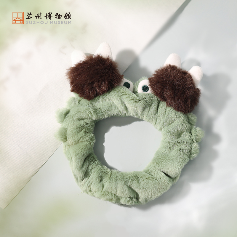 苏州博物馆蟹青青毛绒发圈