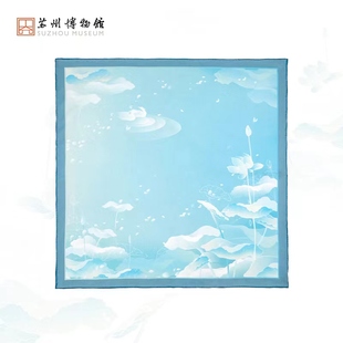 苏州博物馆太湖雪联名晓荷微漾真丝方巾桑蚕丝时尚领巾丝巾送朋友
