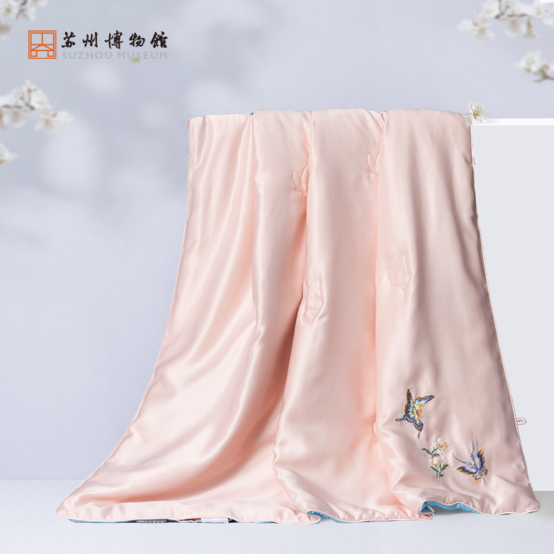 苏州博物馆冰姿缀玉刺绣蚕丝被抗菌四季用便携旅行生日礼物送朋友