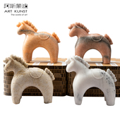 阿斯蒙迪汉白玉石雕桌面马摆件伴手礼物窦付坤 马上开心 生肖马