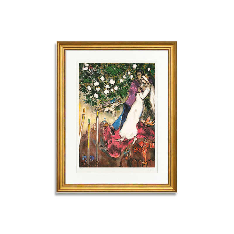 夏加尔法国限量石版画艺术品收藏品客厅装饰画正版保真原装进口框