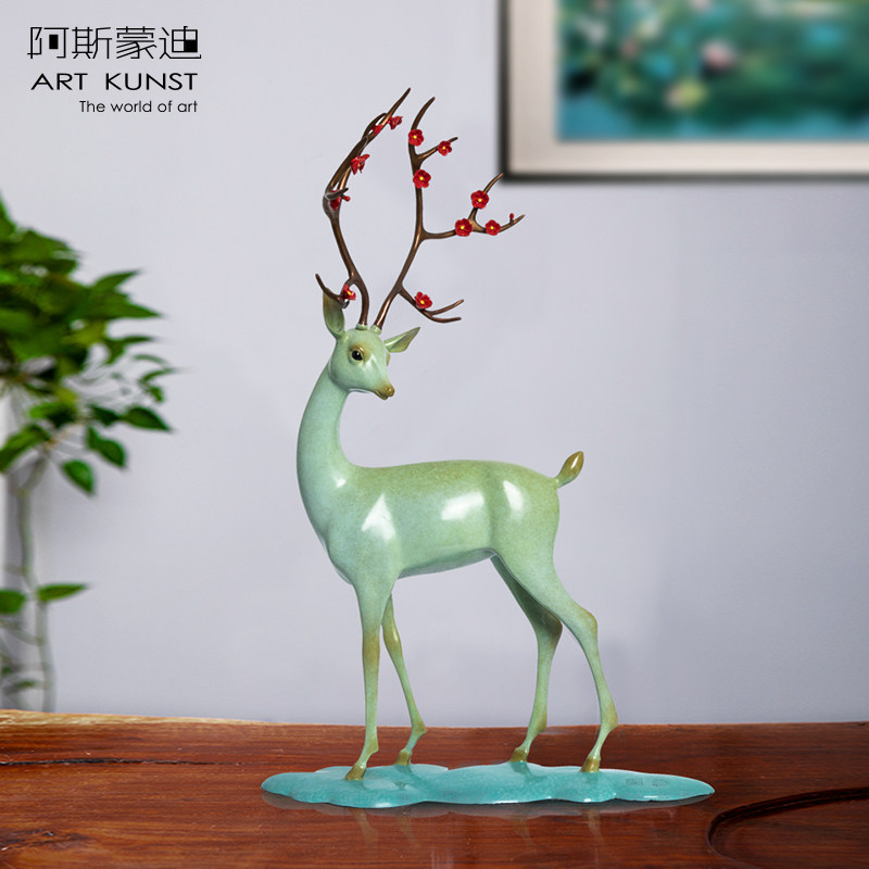 阿斯蒙迪陈灵平原创青铜鹿摆件