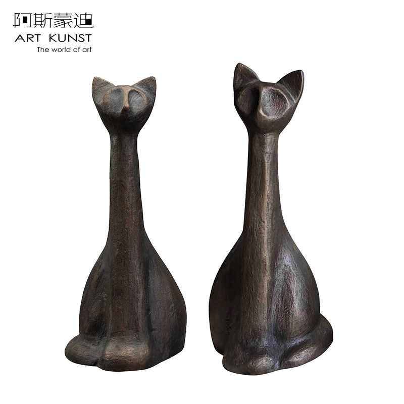阿斯蒙迪德国进口青铜猫雕塑原创限量猫玄关客厅桌面摆件艺术品