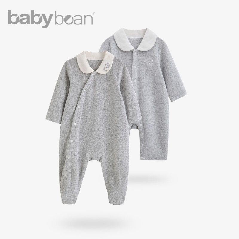 babybean亲豆冬季男女宝宝保暖连体衣舒适天鹅绒婴儿哈衣