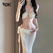 DK比基尼泳衣女2025年新款 绝美分体三件套海边沙滩度假风性感泳装