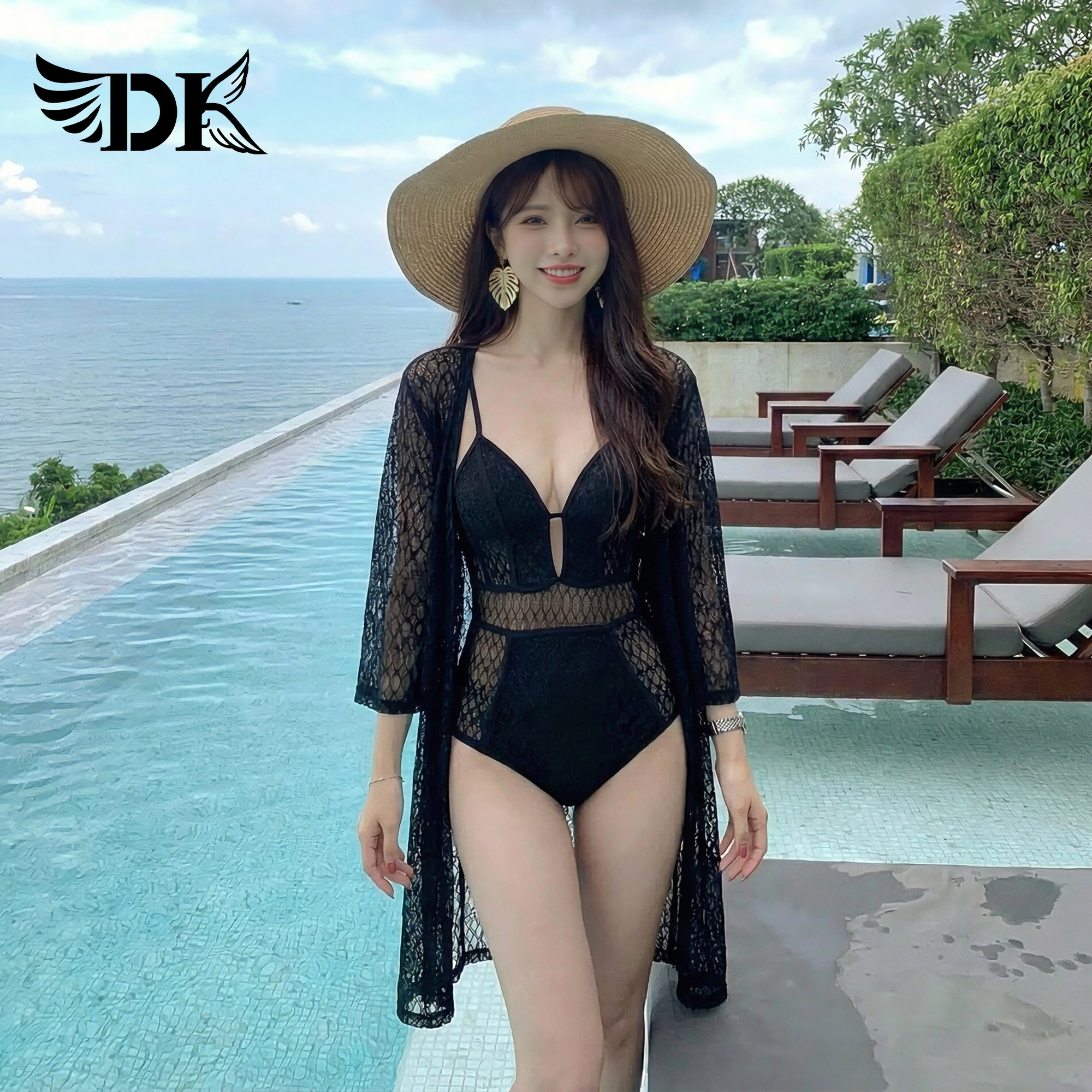 DK黑色高级感泡温泉泳装绝美泳衣女款性感纯欲2026年新款海边女神