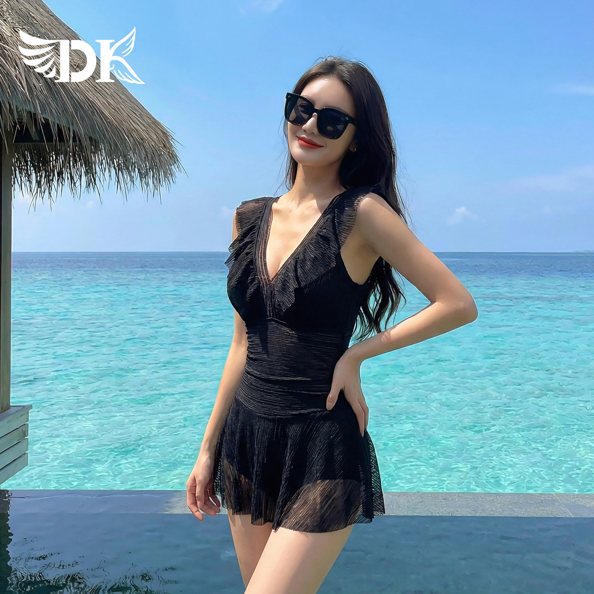 DK泡温泉泳装绝美泳衣女款黑色高级感性感纯欲2026年新款海边女神