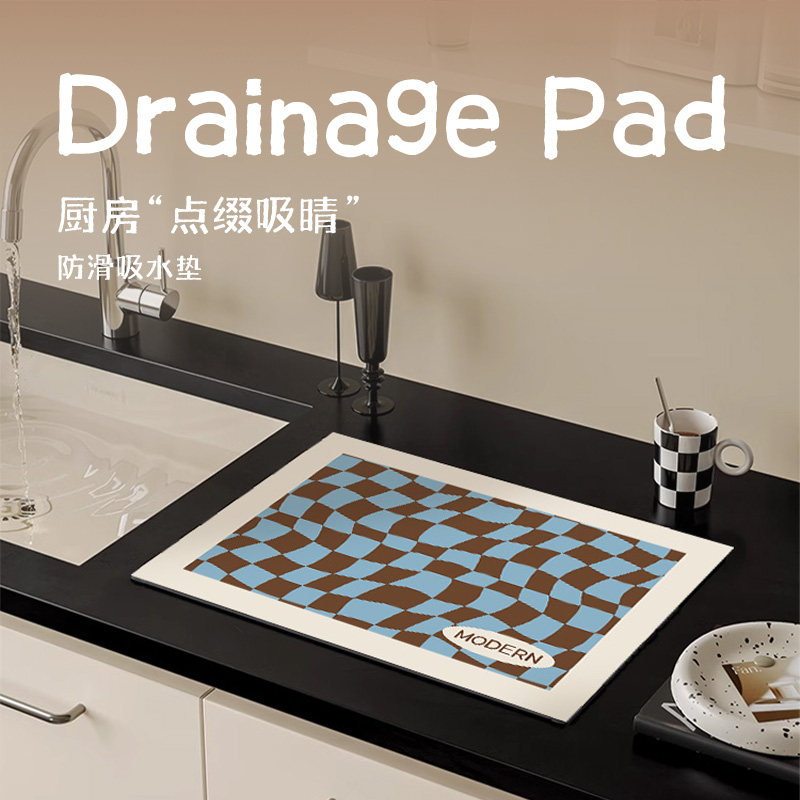 摩登复古台面沥水垫厨房吸水垫咖啡机专用垫子吧台杯垫ins风餐垫,居家布艺,餐垫,淘宝优惠券,粉丝福利购,淘宝优惠卷