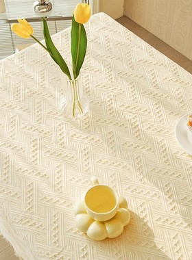 奶油ins风拍照桌布日系高级感布艺餐桌垫客厅茶几甜品台装饰盖布