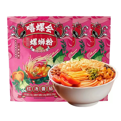 嘻螺会红汤番茄味柳州螺蛳粉370g3/5/10袋装广西特色美食酸辣小吃