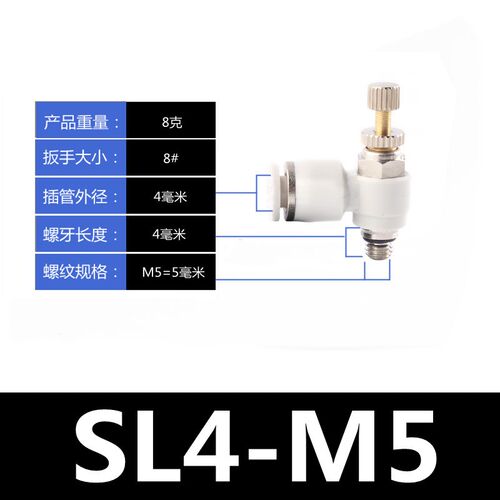 SL气动接头节流阀 调速阀 SL4 SL6 SL8 SL10 SL12-M5 01 02 03 04