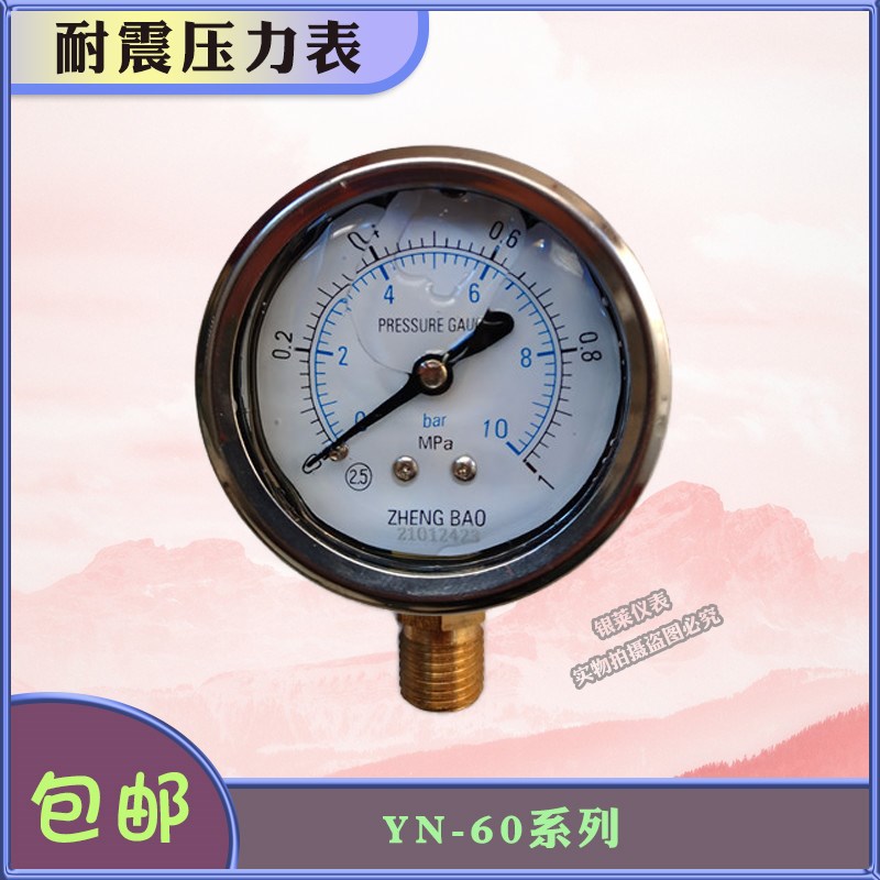 YN60耐震压力表1.6MPa1MPa径向真空负压表船用油压气压水压液压表