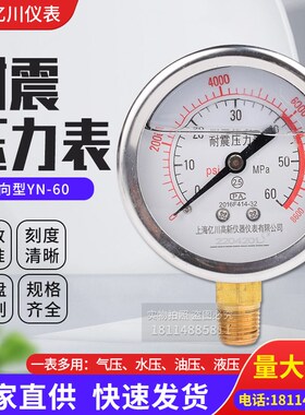压力表YN601/4螺纹耐震径向压力油压水压气压0-1.6/100MPa多量程