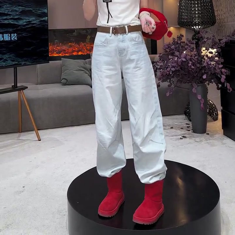 小众设计感2026春新款今年流行爆款高腰宽松直筒洗水阔腿牛仔裤女,女装/女士精品,牛仔裤,淘宝优惠券,粉丝福利购,淘宝优惠卷