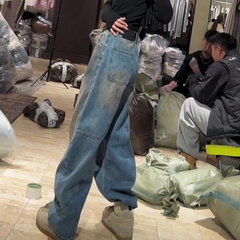 今年流行爆款2026春新款梨形身材高腰宽松洗水复古弯刀阔腿牛仔裤,女装/女士精品,牛仔裤,淘宝优惠券,粉丝福利购,淘宝优惠卷
