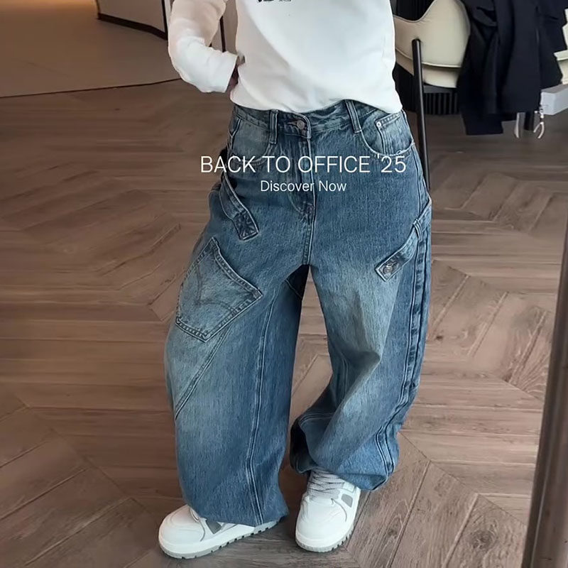 今年流行爆款2025秋新款梨形身材高腰宽松直筒水洗弯刀阔腿牛仔裤,女装/女士精品,牛仔裤,淘宝优惠券,粉丝福利购,淘宝优惠卷