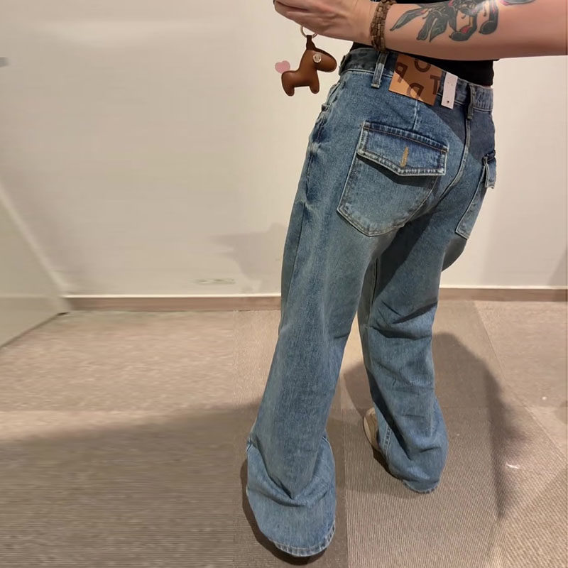 美式设计感2026春新款今年流行高腰宽松直筒翻盖口袋阔腿牛仔裤女,女装/女士精品,牛仔裤,淘宝优惠券,粉丝福利购,淘宝优惠卷