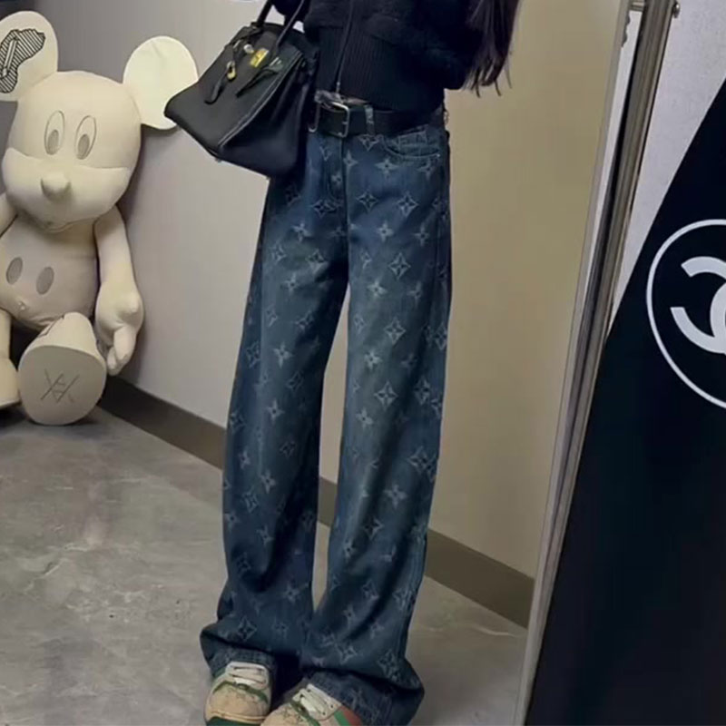 欧货老钱风2025秋季新款今年流行爆款高腰窄版直筒阔腿牛仔裤子女