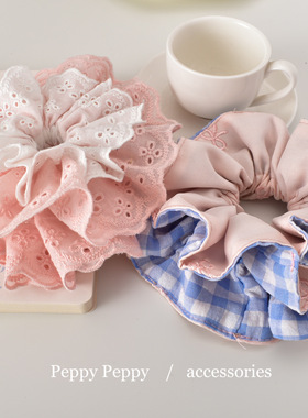 PeppyPeppy甜妹蝴蝶结花边多层大肠发圈少女百搭皮筋头绳发饰头饰