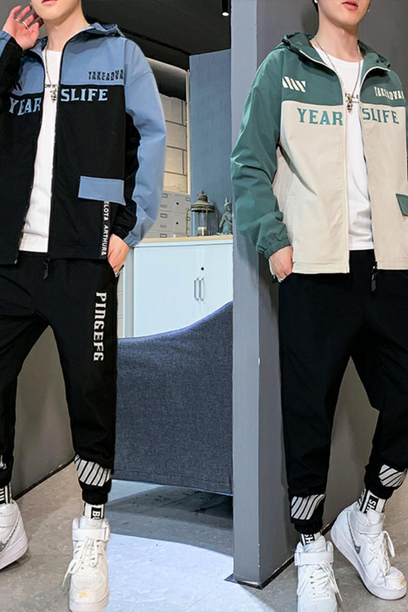 21新款春季机能工装夹克套装男开衫连帽帅气潮流搭配一套F197P80,男装卫衣,电商A086