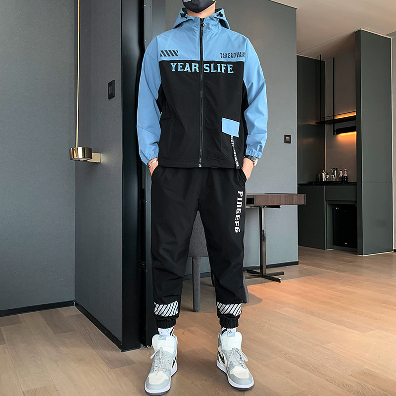21新款春季机能工装夹克套装男开衫连帽帅气潮流搭配一套F197P80,男装卫衣,电商A086