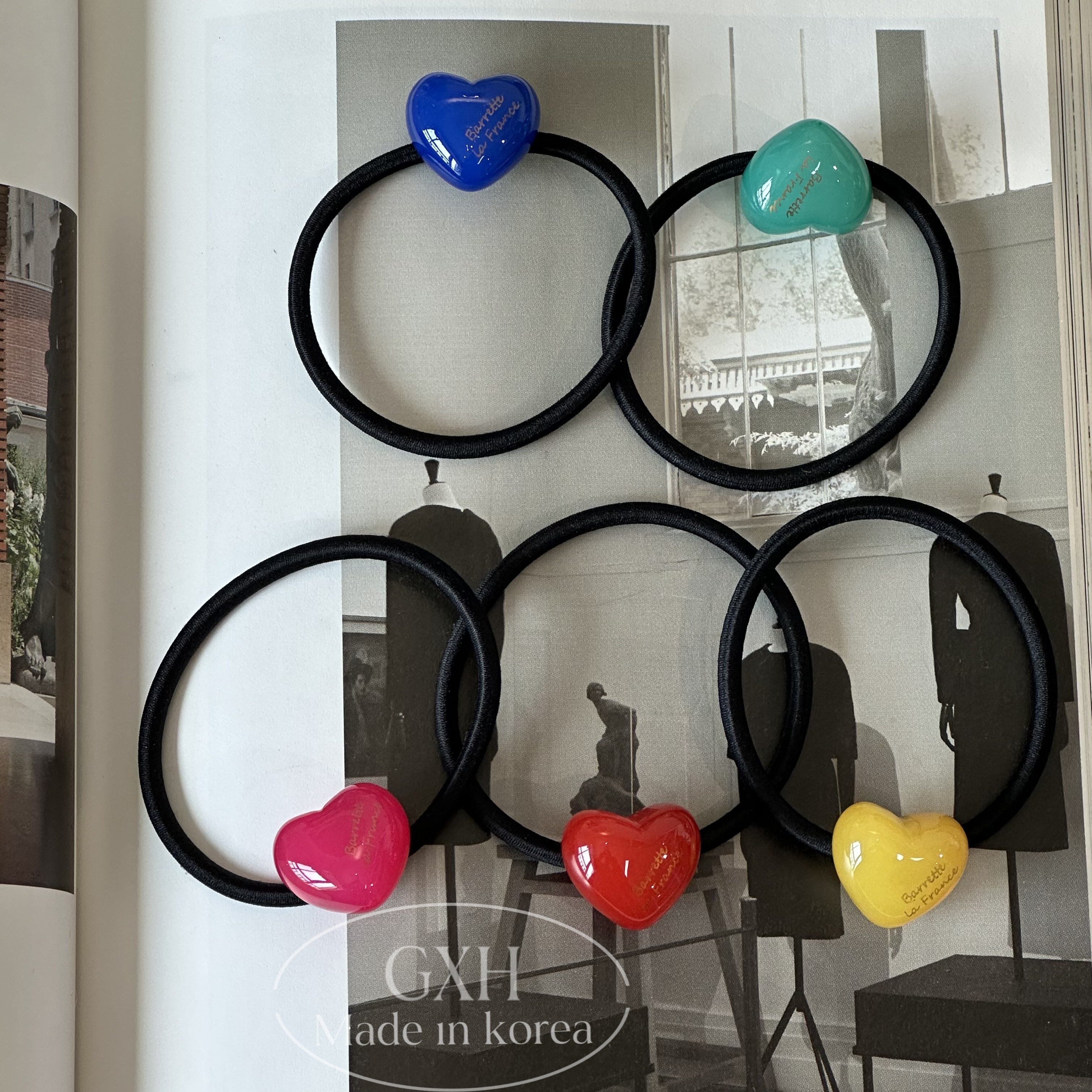 晶莹果冻质感爱心发圈女亚克力糖果色桃心少女扎马尾粗发绳大弹力