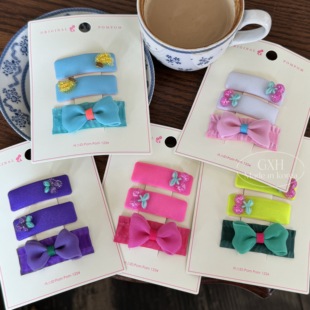 【现货】韩国进口original pompom新款女童水果网纱矩形掰掰发夹